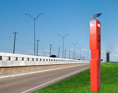 emergency roadside telephone in the highway
